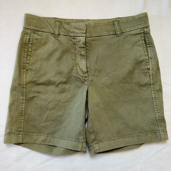 J. Crew Shorts Size 4 Mid Rise Chino Olive Green Cotton Blend 6.5" Stretch H5809 - Picture 1 of 13